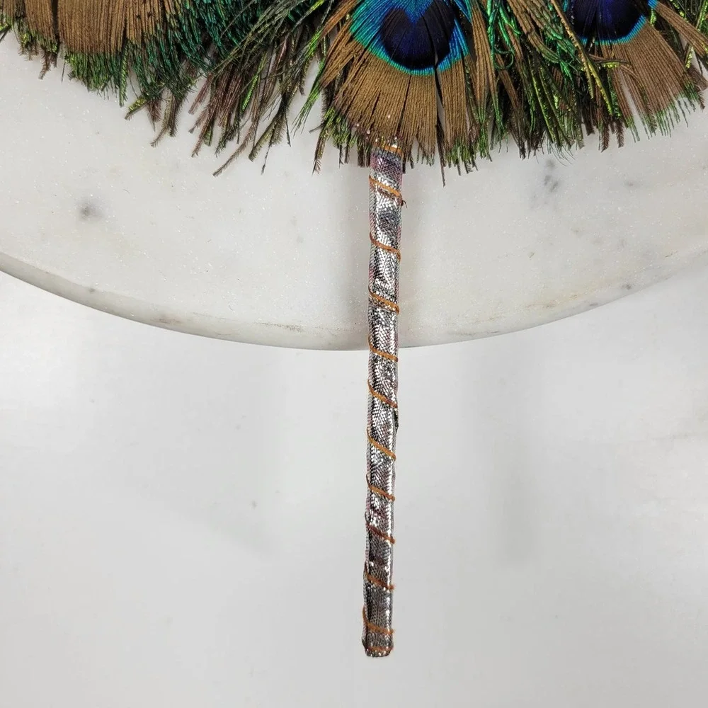 Vintage Peacock Feather Fan 12